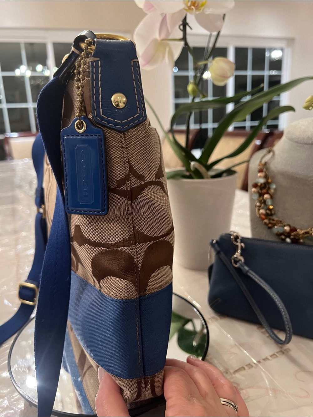 Coach Signature Jacquard Crossbody + Coach Leather Wristlet & Necklace Set - Picture 8 of 13